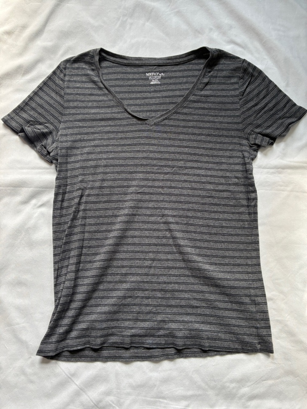 Merona Ultimate Tee Short Sleeve T-Shirt Size XL Gray Black Stripes